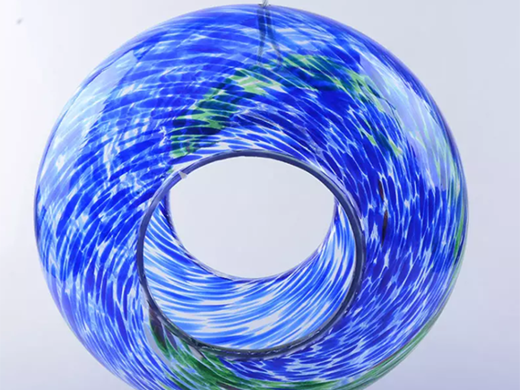 Blue Round Glass Bird Feeders