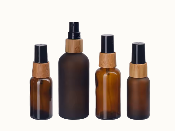 Frosted Amber Glass Cosmetic Bottle