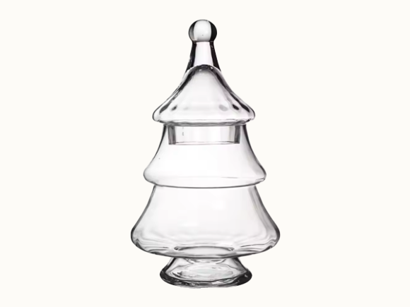 Christmas Tree Shaped Glass Container For Candy Buffet