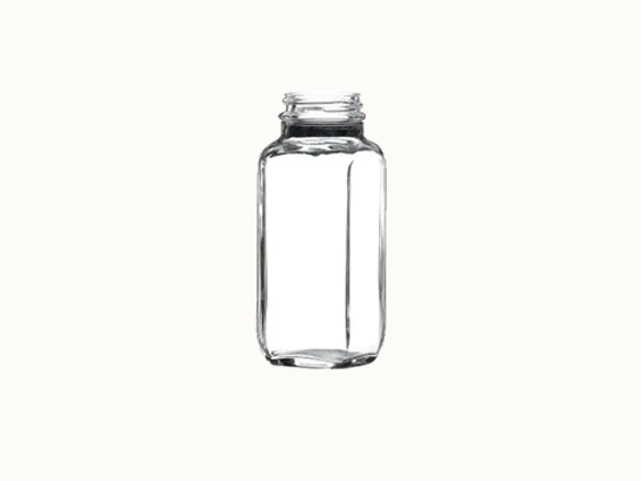 8 oz Clear Square Glass Spice Jar
