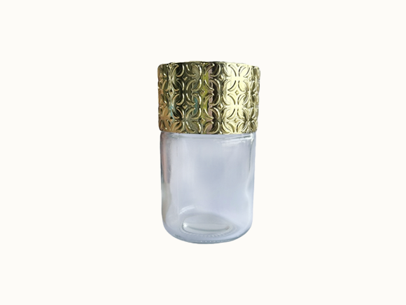 Glass Food Cannabis Jar With Gold Embossed Screw Lid