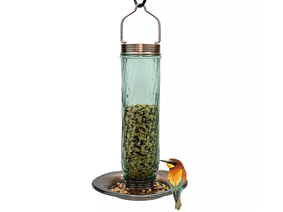 Light Green Cylindrical Bird Feeders