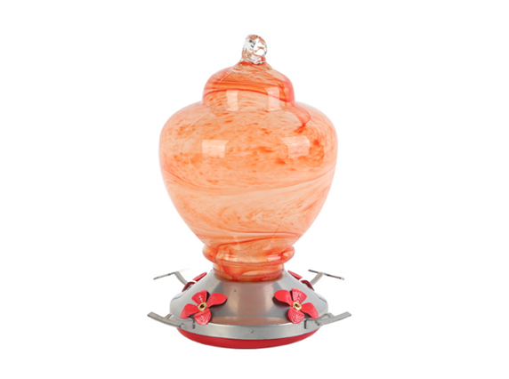 Orange Glass Bird Feeders
