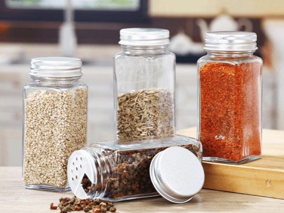 Square Glass Spice Jars