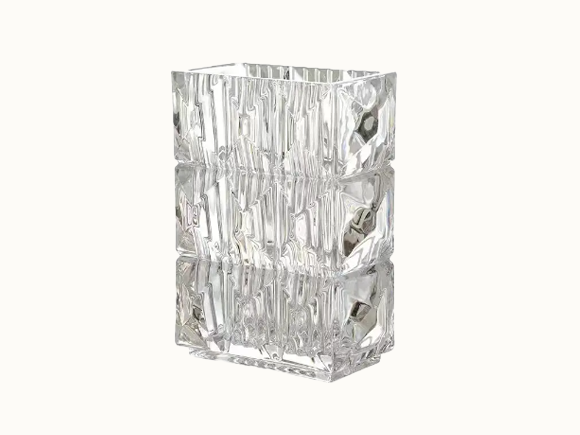 Heavy Square Transparent Glass Vase