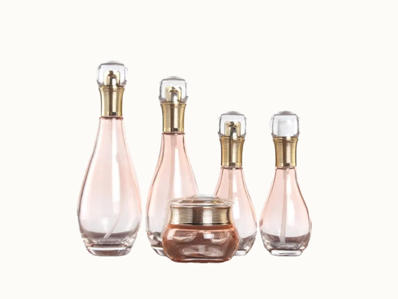 thick bottom orange transparent glass cosmetic bottle supplier
