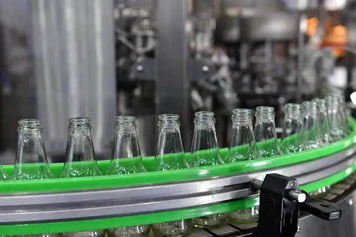 Glass bottles in production